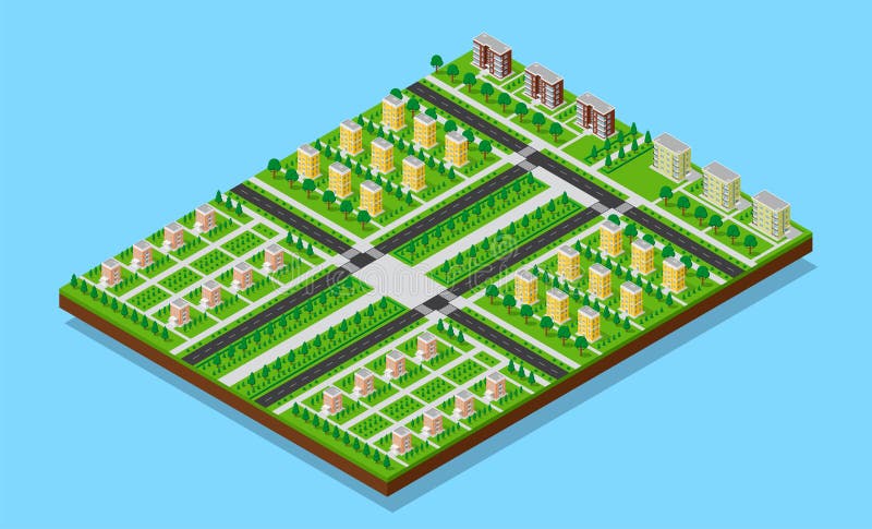 3D isometric city stock illustration 3D isometric city stock illustration