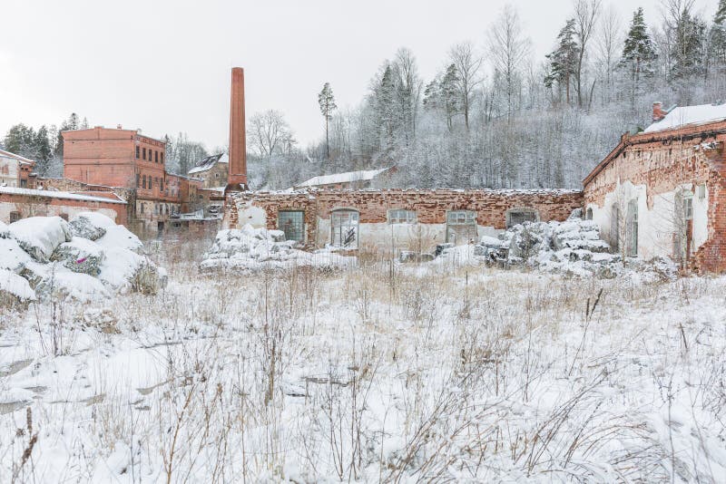 City Ligatne, Latvia. Old and abandoned paper mill that is no longer working