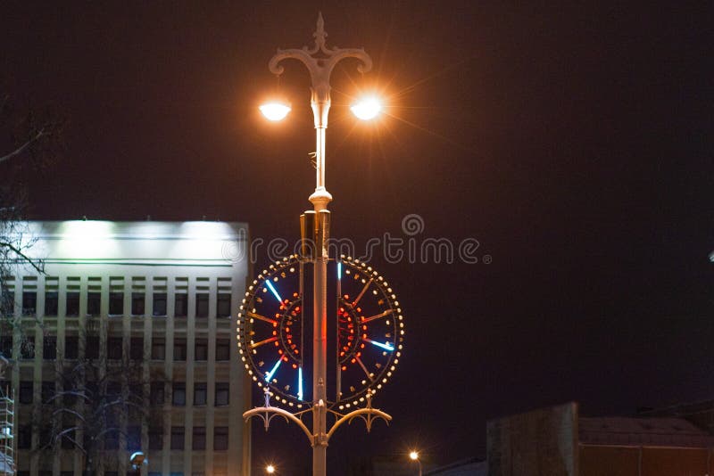 City Lights, Christmas Decorations for Poles Stock Image Image of