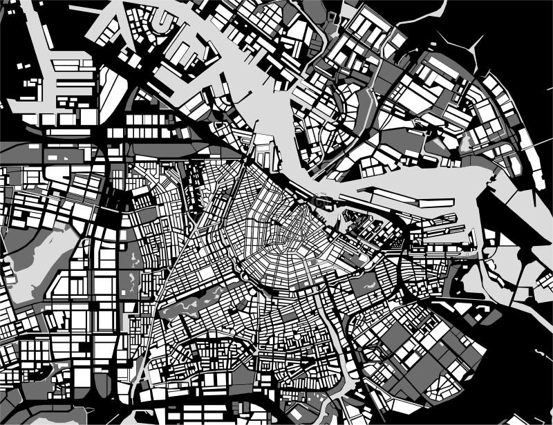 City Map of Amsterdam, Netherlands Stock Vector - Illustration of grid ...