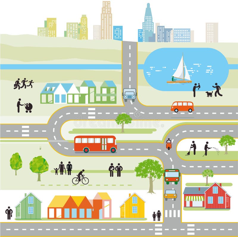 City Map Map, Cityscape - Illustration Stock Vector - Illustration of