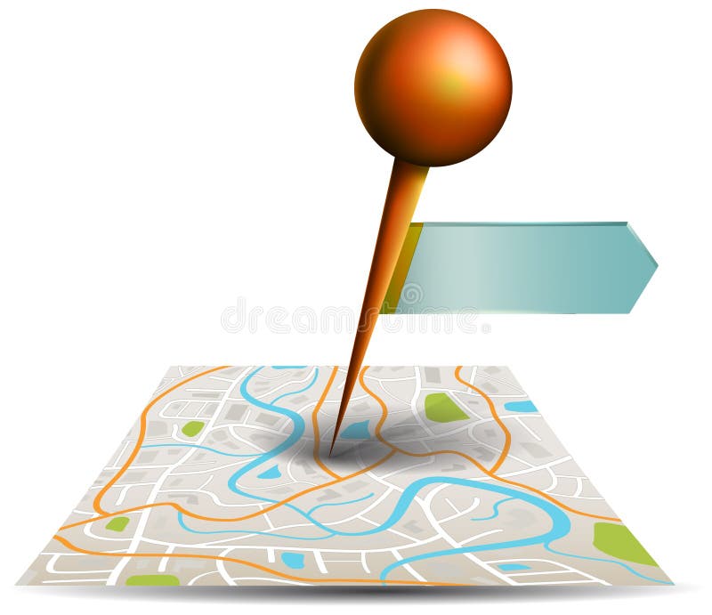 A city map with digital satellite gps pin point with locations a