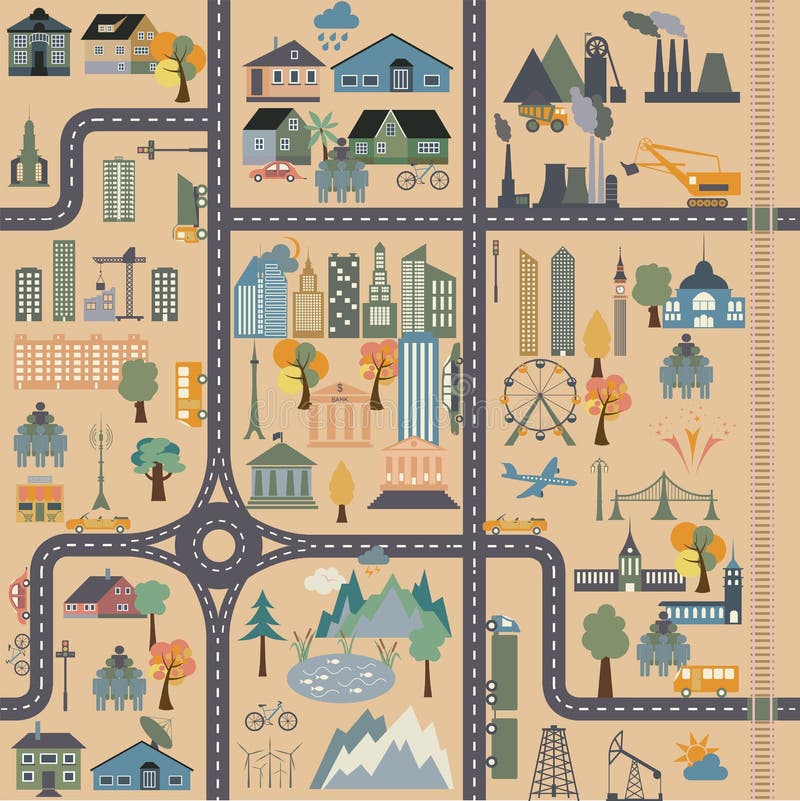 City Map Generator. City Map Example Stock Vector Illustration of