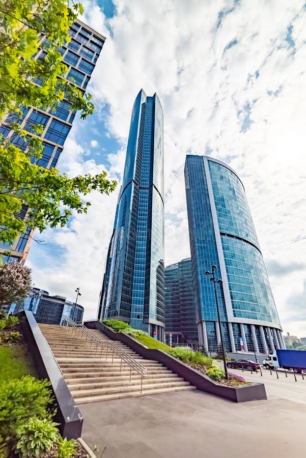 Waterfront tower — the complex of three buildings royalty free stock images Waterfront tower — the complex of three buildings royalty free stock images