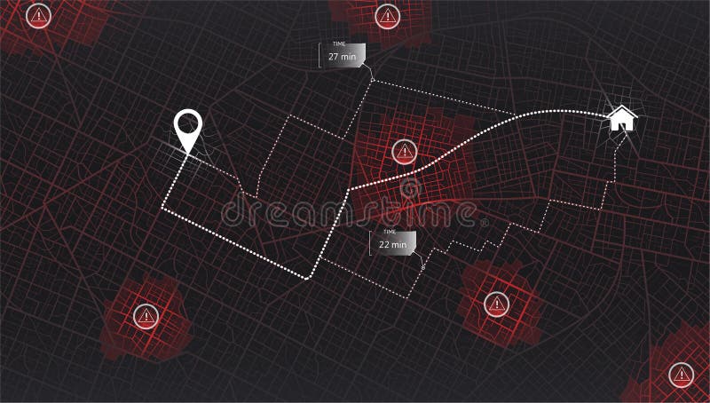 City Navigation and GPS Maps: Vector Illustrations of Urban Districts 