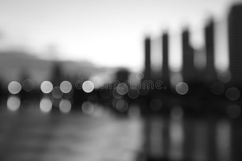 City at Night - Blur Photo,Black and White Bokeh Background Stock Photo