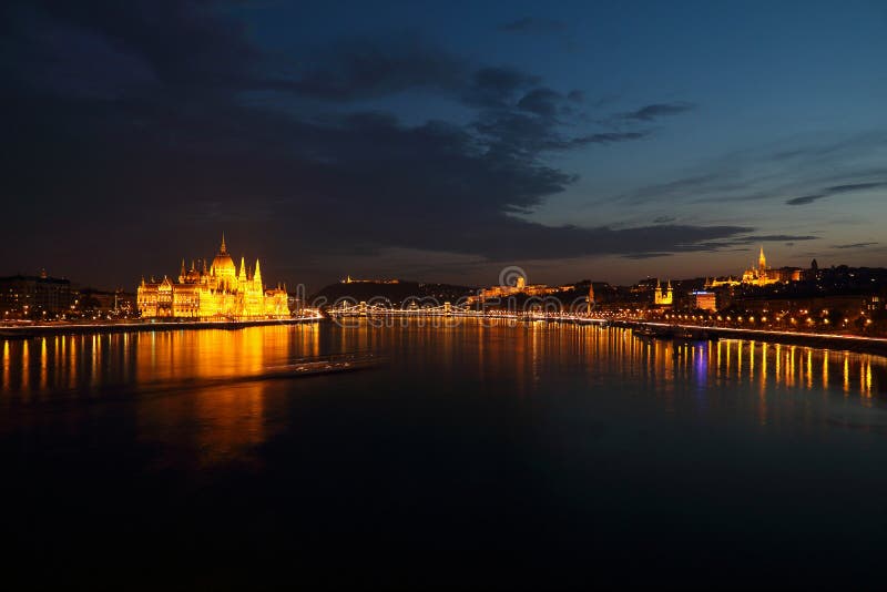 The city at night in Budapest