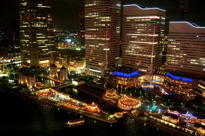 A view from air of Yokohama city, Japan at night. A view from air of Yokohama city, Japan at night.