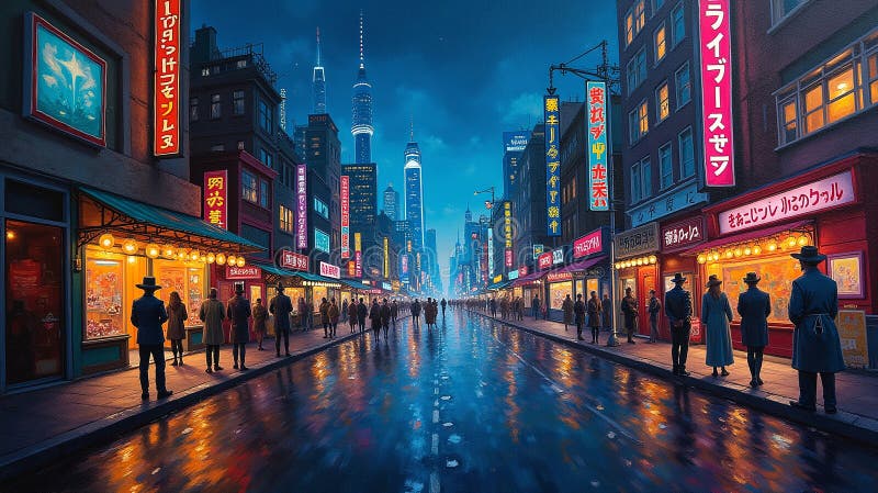 City Nightsong : Cityscape Sergranat Nighttime royaltyfri illustrationer