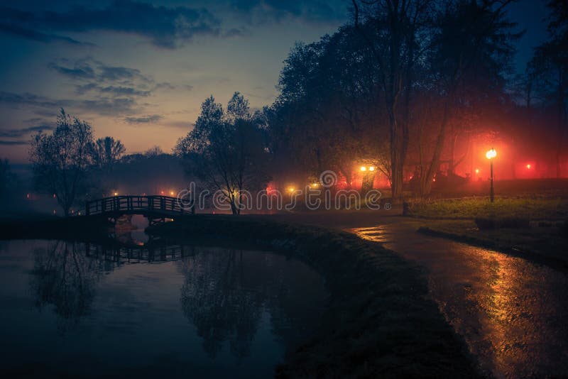 City Park Reflections at Night