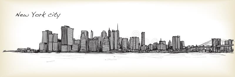 City scape sketch drawing in New York city