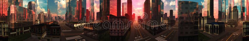 City scape, sunset in a modern city