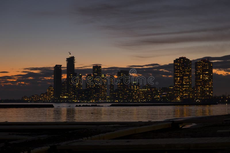 Nigh city scape of Toronto West side.