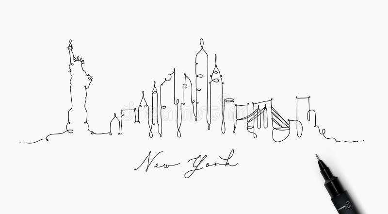 Pen line silhouette new york stock illustration