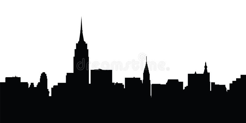 New York City Skyline Black and White Circle Vector Illustration Stock ...