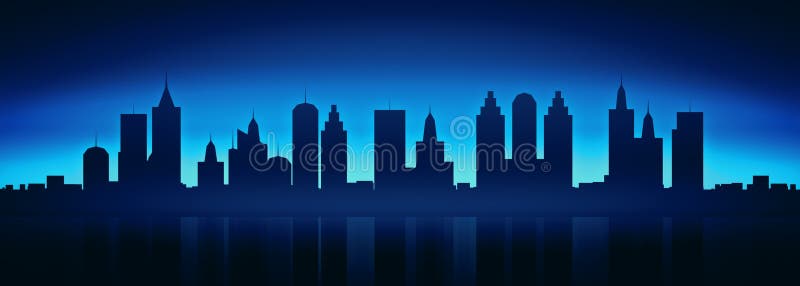 City Skyline by Night Background Banner Stock Illustration ...
