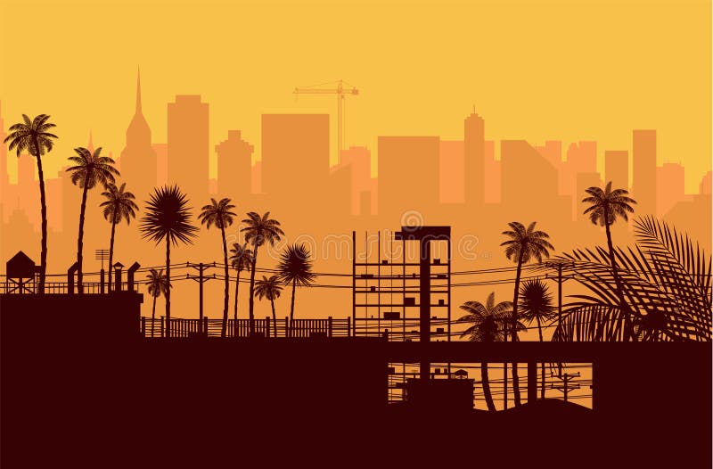 City skyline silhouette at sunset. royalty free illustration City skyline silhouette at sunset. royalty free illustration