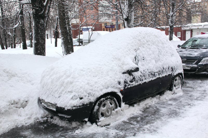 Snowfall in the city.