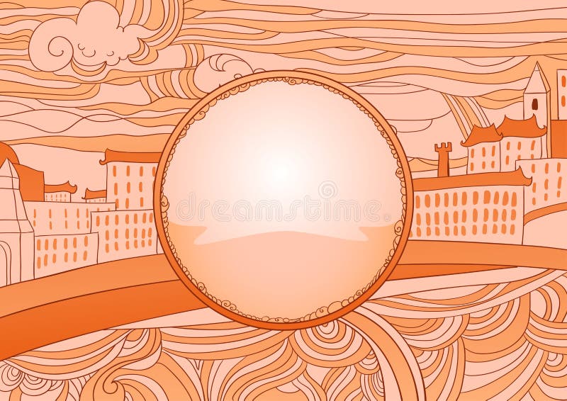 Ochre colored city Label (place for your text) royalty free illustration