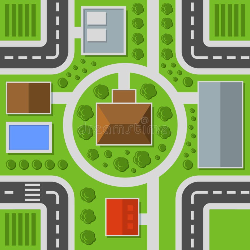 City Top View. Town Map Seamless Pattern. Vector