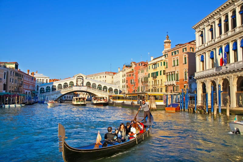 City traffic near to Rialto Bridge in Venice