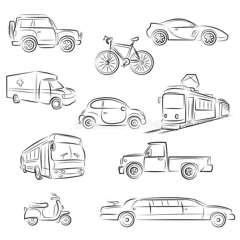 City Transport Sketch Set stock vector. Illustration of sport - 23538210