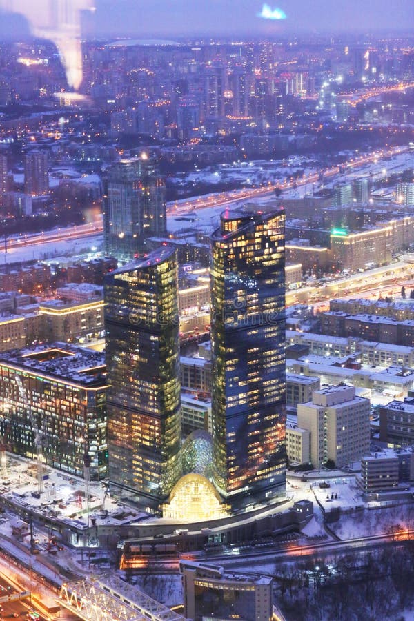 City View from Observation Deck from One of the Moscow City Tower