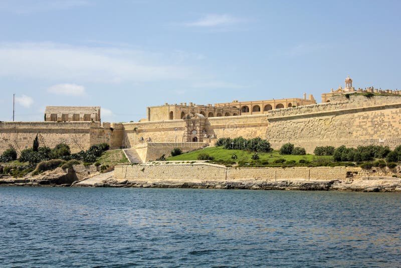 The City Walls of Valletta with Old Castle Stock Photo - Image of ...