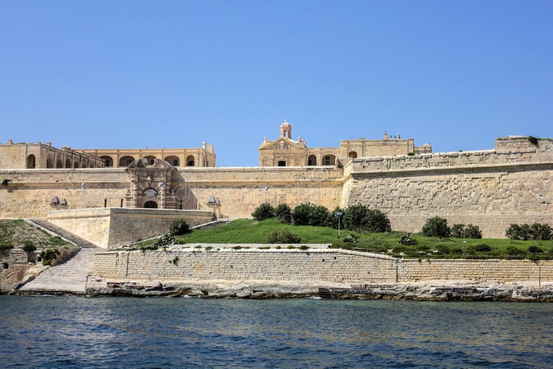 The City Walls of Valletta with Old Castle Stock Image - Image of ...