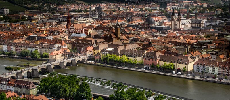 The City of Wurzburg in Germany, View from Marienberg Fortress stock images The City of Wurzburg in Germany, View from Marienberg Fortress stock images