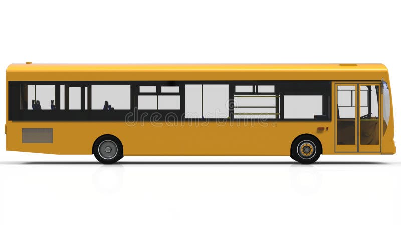 City yellow bus template. Passenger transport. 3d illustration.