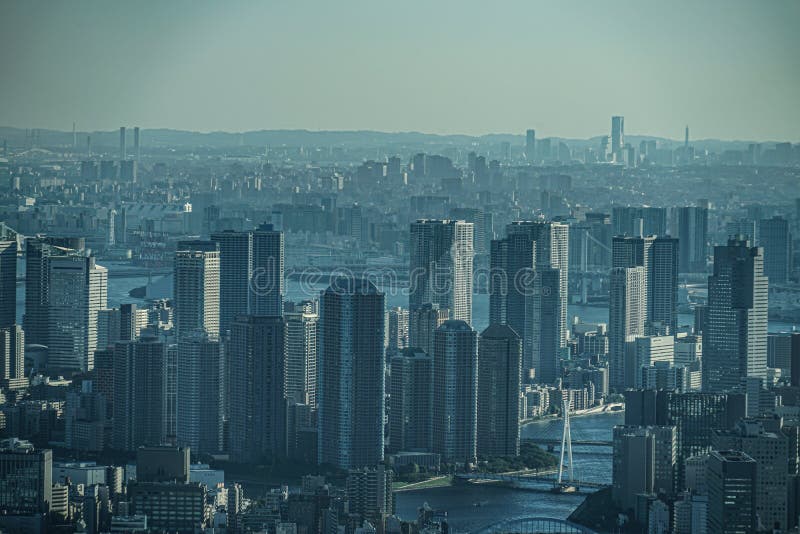 A city of Yokohama that can be seen through the city of Tokyo. Shooting Location:Sumida -ku, Tokyo