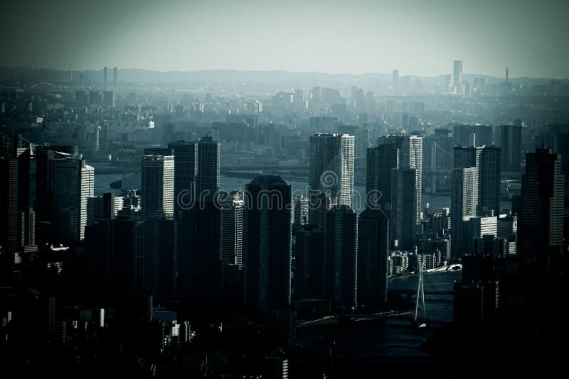 A city of Yokohama that can be seen through the city of Tokyo. Shooting Location:Sumida -ku, Tokyo