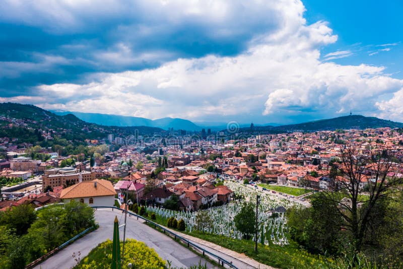 Cityscape av Sarajevo, Bosnien och Hercegovina