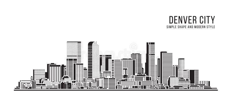 Cityscape Building Abstract Prosty kształt i nowoczesny styl projektowanie wektorowe sztuki - Denver City