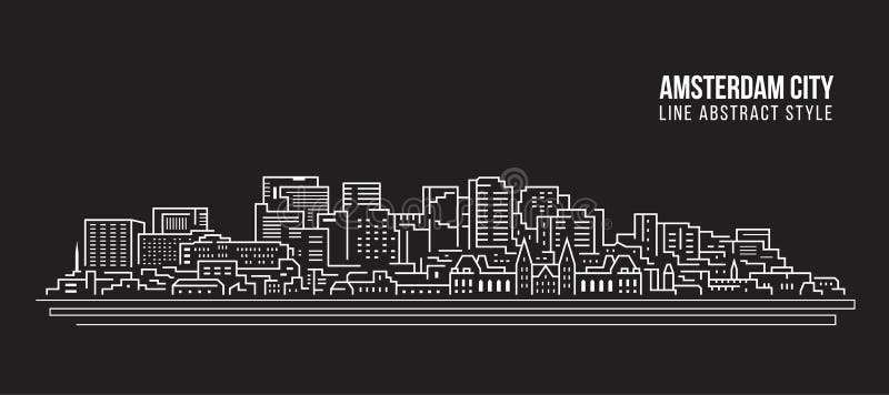 Cityscape Building Line art Vector Illustration design - Amsterdam city royalty free illustration Cityscape Building Line art Vector Illustration design - Amsterdam city royalty free illustration