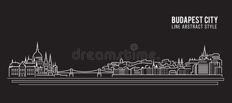 Cityscape Building Line art Vector Illustration design - Budapest city