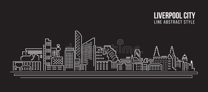 Cityscape Building Line art Vector Illustration design - Liverpool city