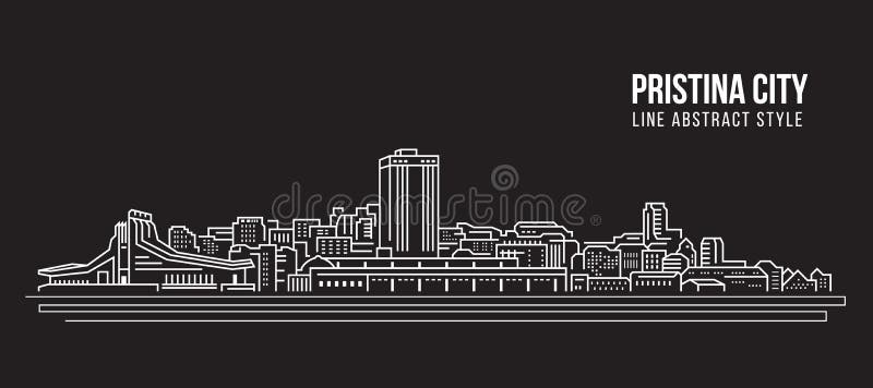 Cityscape Building Line art Vector Illustration design - Pristina city