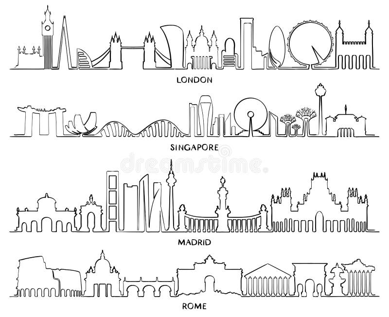 Cityscape Building Line, Vector Illustration design London, Sin stock illustration Cityscape Building Line, Vector Illustration design London, Sin stock illustration