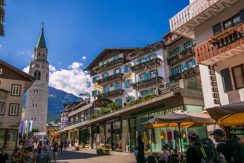 Cityscape of Cortina d Ampezzo, the famous resort in the Dolomites