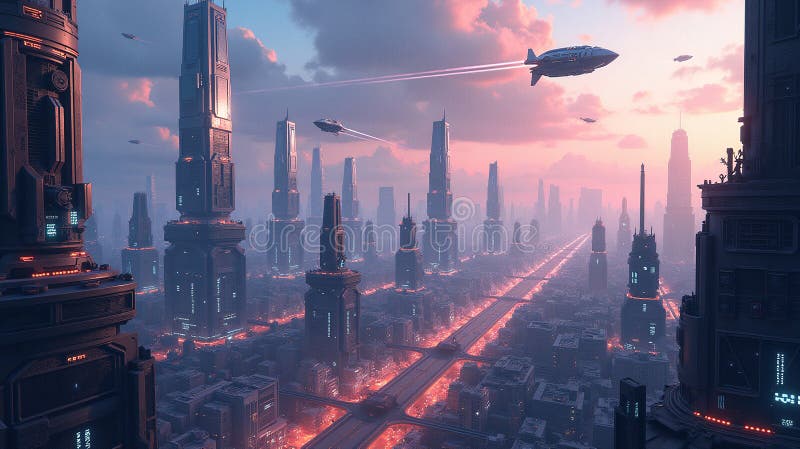 Cityscape Dreams : Futuristisk Metropolis Paradise stock illustrationer