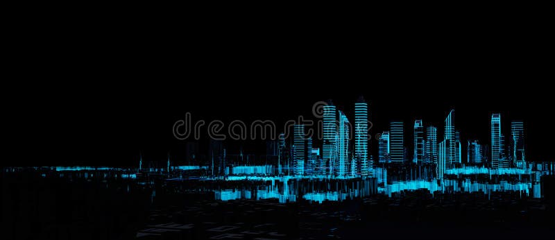 Cityscape futuristisch 3d stadsneonlicht royalty-vrije illustratie Cityscape futuristisch 3d stadsneonlicht royalty-vrije illustratie