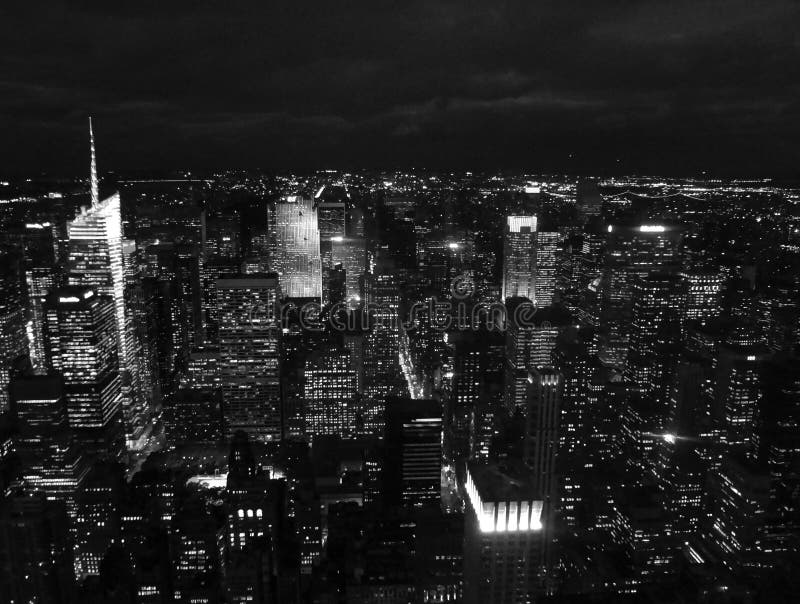 New York City at Night Time Editorial Image - Image of buildings, black ...