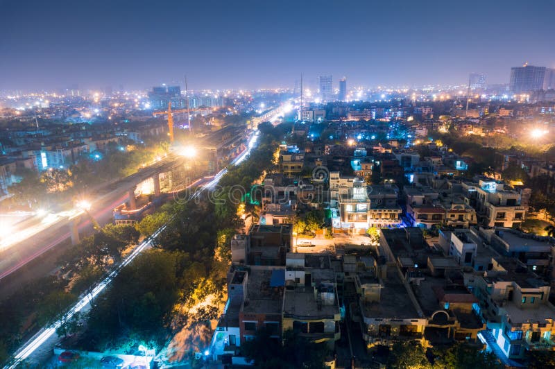 Cityscape of Noida at Night Stock Image - Image of noida, delhi: 89401677