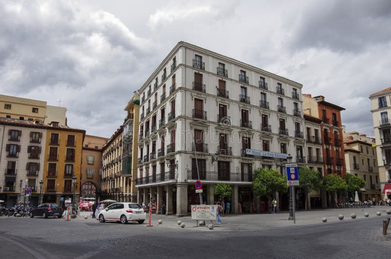 Cityscape in Santa Cruz square in historic part of Madrid stock photo Cityscape in Santa Cruz square in historic part of Madrid stock photo