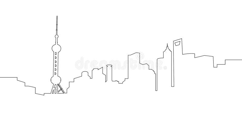 Cityscape of Shanghai stock illustration. Illustration of view - 99535621