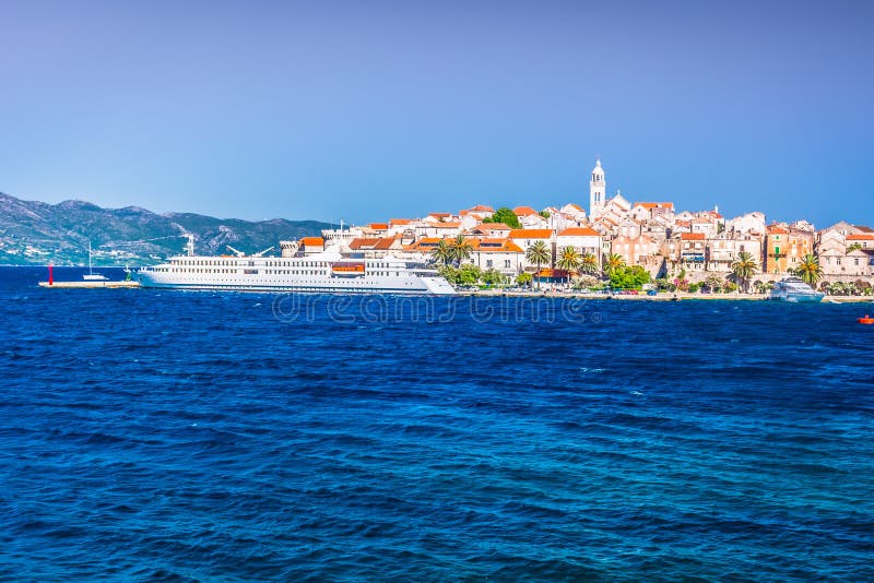 Cityscape van de waterkant van stad Korcula royalty-vrije stock fotografie Cityscape van de waterkant van stad Korcula royalty-vrije stock fotografie