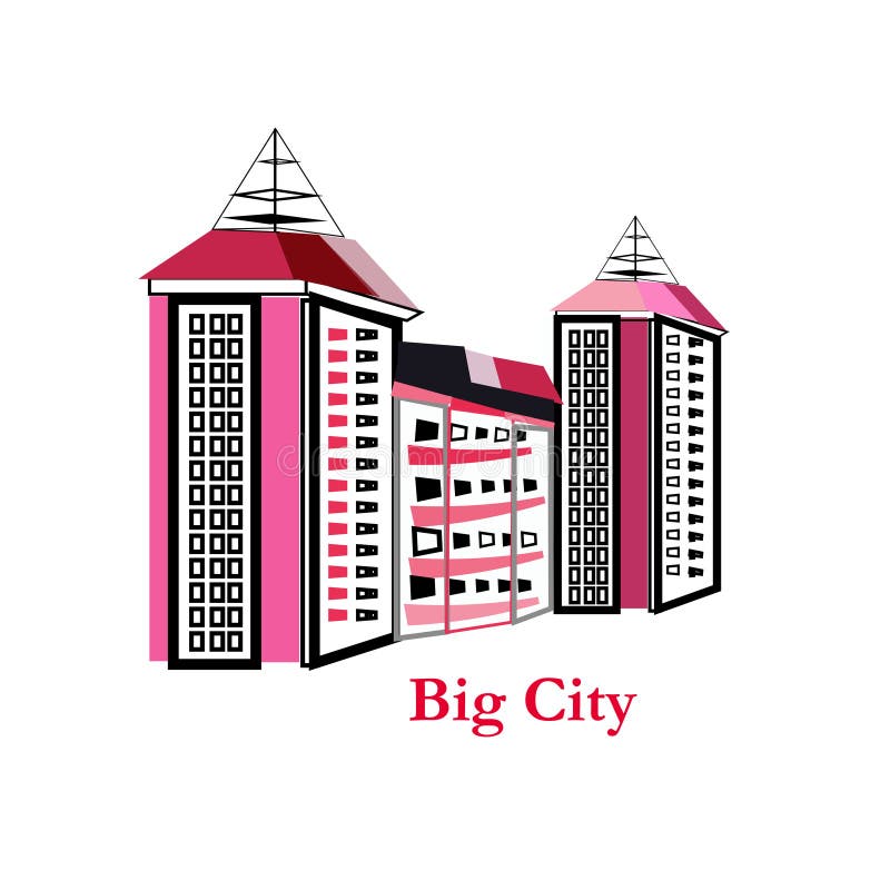 Cityscape Vector Groot de Illustratieontwerp van de Rooilijnkunst - stock illustratie Cityscape Vector Groot de Illustratieontwerp van de Rooilijnkunst - stock illustratie