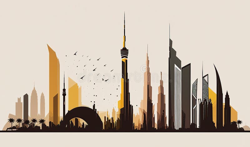 Cityscape гладкий фон Дубая, созданный генерационным помощником бесплатная иллюстрация